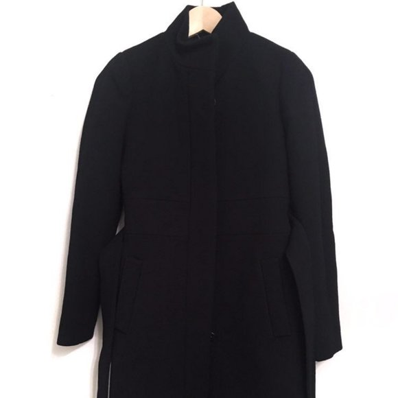 J. Crew NEW Black Double Cloth Funnel Coat Size 00 - Picture 6 of 16